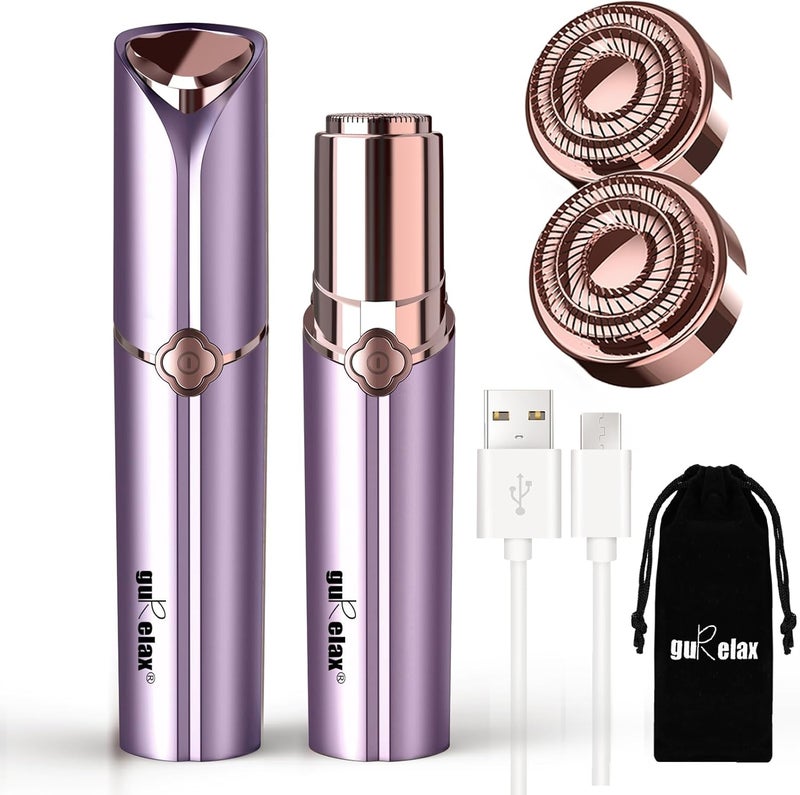 gurelax Facial Hair Removal for Women, Electric Painless Facial Hair Remover for Face, Lip, Chin with 2 x Replacement Heads - Image 1